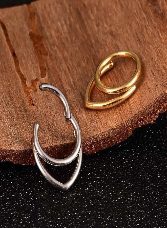 NONTAI 16G Stacked Septum Ring Double Septum Clicker Layered Septum Piercing Silver Hinged Septum Hoop, db-pier-8mm-silver - Image 4